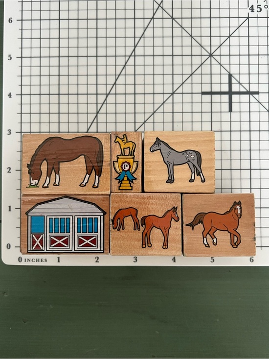 Other - Wooden Block Horse Farm Rubber Stamps
